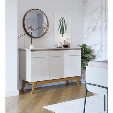 Imagem de Aparador para Sala Buffet Ambiente Classic 3 Portas com Gaveta Off Whi