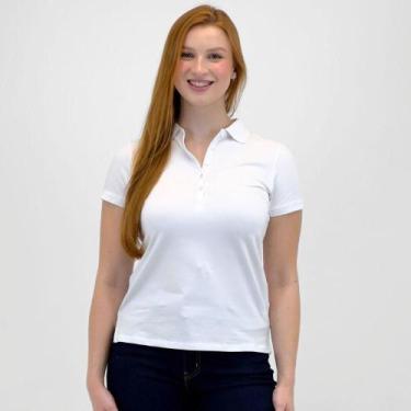 Imagem de Camisa Polo Dudalina Manga Curta Básica Feminina, GG, Branco