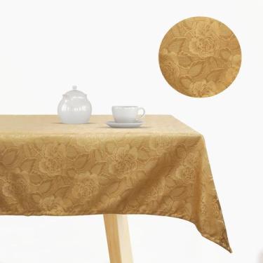 Imagem de Toalha De Mesa 6 Lugares Jacquard 200x135cm Admirare, Ouro