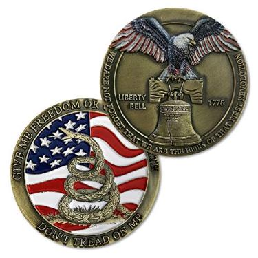 Imagem de Moeda militar Don't Tread on Me Challenge Coin US Liberty Bell