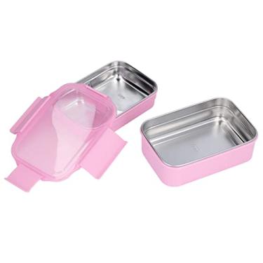 Imagem de Lancheira de aço inoxidável, Bento Box 304 de aço inoxidável com isolamento seguro para viagem para escola para escritório (rosa)
