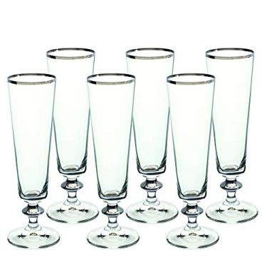 Imagem de Jogo de 6 Taças para champanhe Bella em cristal ecológico platinum rim 205ml A20,3cm