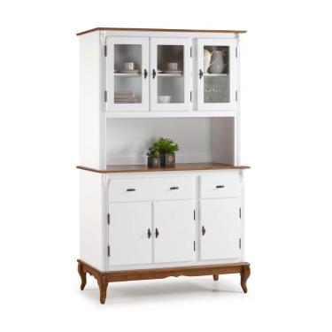 Imagem de Cristaleira Arca e Oratório 6 Portas 2 Gavetas com Pés Luis Xv 60632 Linz Móveis - Branco/Imbuia