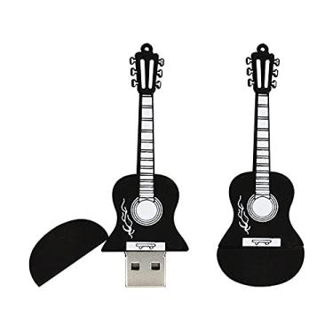 Imagem de 32 GB em forma de guitarra USB Stick USB 2.0 Flash Drives armazenamento pen drive de armazenamento pen drive pen drive de armazenamento pen drive com corrente (preto)