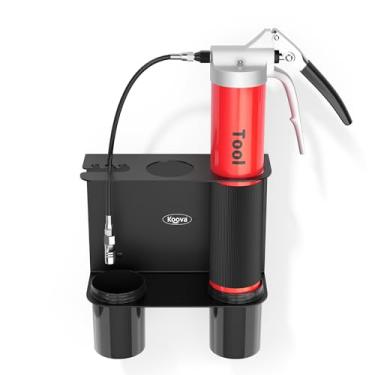 Imagem de Koova Suporte para pistola de graxa | Organizador de garagem para pistola de graxa de trator montagem na parede | Inclui copos de gotejamento removível e porta-cartucho de reposição | Acessórios de caminhão e trator | Organizador de parede de loja/garagem | Feito nos EUA