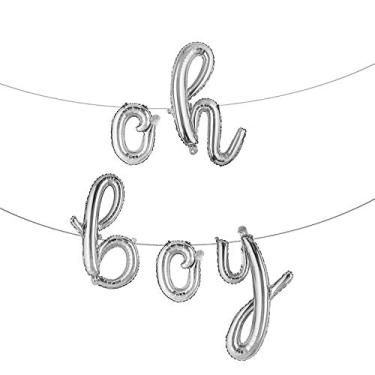 Imagem de 16 inch lowercase Oh Boy Balloons Banners Alphabet Foil Letter Balloon Decoration with Rope for Baby Shower Birthday Party Gender Reveal Party (L oh boy silver)