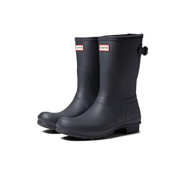 Imagem de HUNTER Botas curtas ajustáveis nas costas originais para mulheres - Parte superior de borracha com forro de nylon, palmilha acolchoada e alça com fivela, Preto gelo/preto, 8