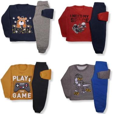 Imagem de Kit 4 Conjunto Moletom Infantil Inverno Roupa De Frio Menino E Menina 