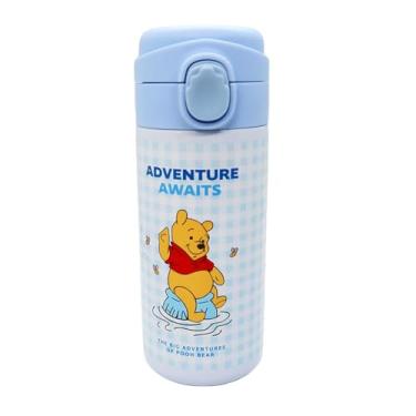 Imagem de Copo Bear Pooh One Touch - Garrafa de água de aço inoxidável de 300 ml, caneca de café ideal para viagem, aventura térmica e tema doce, perfeito para beber água e café (azul)