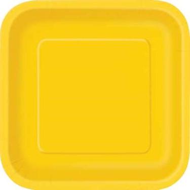 Imagem de Pratos de sobremesa quadrados amarelos 17,78 cm, 12 quilates