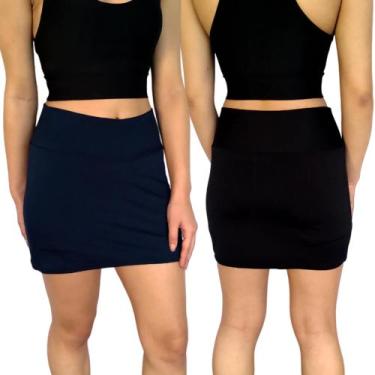 Imagem de Kit 2 Mini Saias Femininas Justas Cós Lisas Cores Sortidas Suplex Pp a