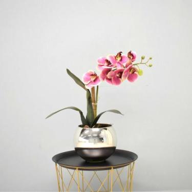 Imagem de Arranjo Orquídea Artificial Rosa Vaso Prateado M  Formosinha