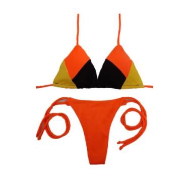 Imagem de Coleção 3 cores Biquíni cortininha com bojo e calcinha fio dental - DE