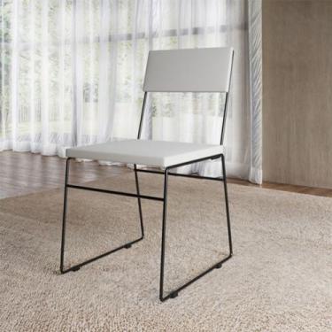 Imagem de Cadeira de Jantar Málaga Assento material sintético Branco Base Preto 