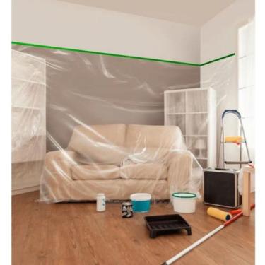 Imagem de Lona Plástico Protetor Pintura Móveis Com Fita Adesiva 2,40x11Mts - Pl