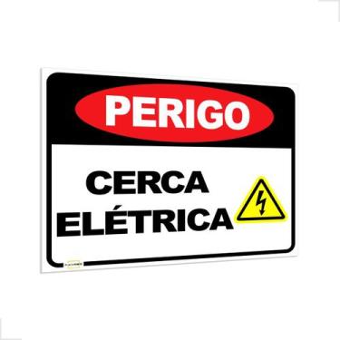 Imagem de Placa De Sinalização Perigo Cerca Elétrica 40x32cm  - Placa forte