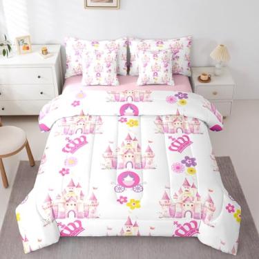 Imagem de Feelyou Conjunto de cama solteiro com 7 peças, decoração de quarto de adolescentes, temática de conto de fadas, para meninos e meninas, 7 peças