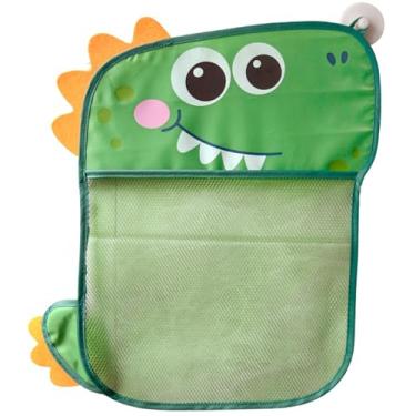 Imagem de Suporte de brinquedo de banho com 2 ventosas fortes, armazenamento de brinquedos de banho de malha de dinossauro 43 x 40 cm, organizador de brinquedos de banho leve de secagem rápida para quarto, sala
