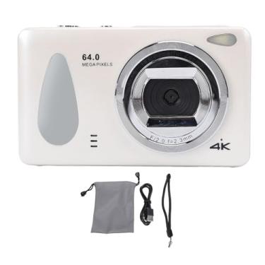 Imagem de Câmera Digital, 4K 64MP 2.8in Screen Camera, Zoom 18x, Estudantes Camera Compact Com LED Fill Light, 800mAh Camera, para Adolescentes, Adulto, Selfies, Viagem Diária (Branco)