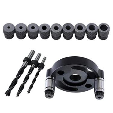 Imagem de ＡＷＨＡＯ Conjunto de Brocas para Perfuração de Madeira com Localizador de Furos Vertical para Marcenaria, Preto, Tamanho real