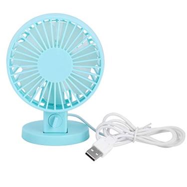 Imagem de Mbeysaq Mini ventilador de mesa portátil USB ultra silencioso ajuste de 45° para mesa de escritório doméstico (azul)