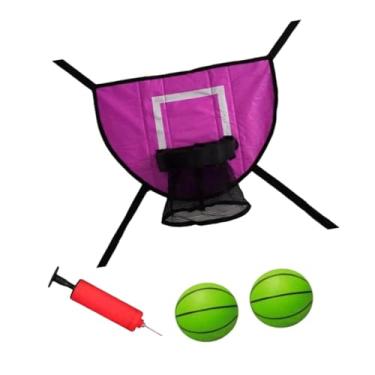 Imagem de menolana Mini cesta de basquete para trampolim, estrutura de basquete, fácil instalação, jogo de gol, rodapé leve, acessórios para trampolim, Rosa