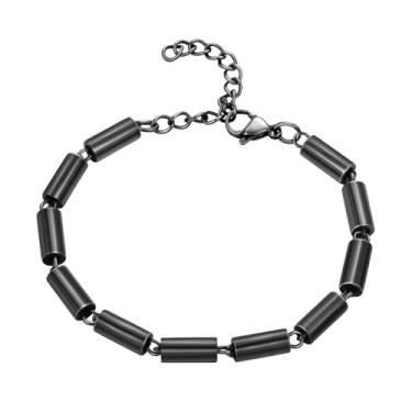 Imagem de Pulseiras de corrente de elos bizantinos de aço inoxidável - Pulseira masculina vintage de elos grossos, elegante e clássica para pai, vovô e marido, One Size, Metal, Sem Pedra Preciosa