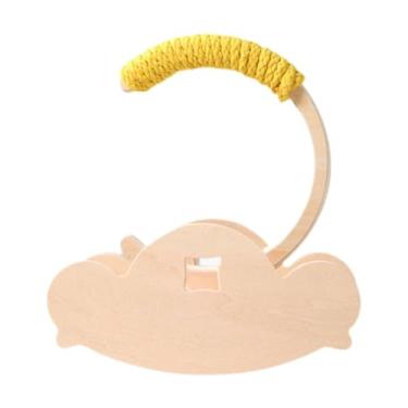 Imagem de Fenteer Suporte de madeira para poleiro de pássaros, suporte interativo para playground de papagaios, de mesa versátil para treinamento de periquitos, conures, Amarelo