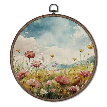 Imagem de Giosve Pôster emoldurado em tela de parede floral vintage, retrô rústico cottagecore flores silvestres botânicas florais penduradas esculturas de parede para decoração de casa, quarto, sala de estar