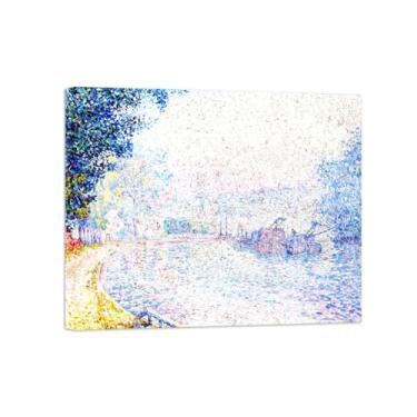 Imagem de Paul Signac Famosas Pinturas-Impressas em Tela-Riverbank manhã-Moderno Pôster Decoração Sala de Estar e Quarto 20x25cm8x10in Tela Embrulhada