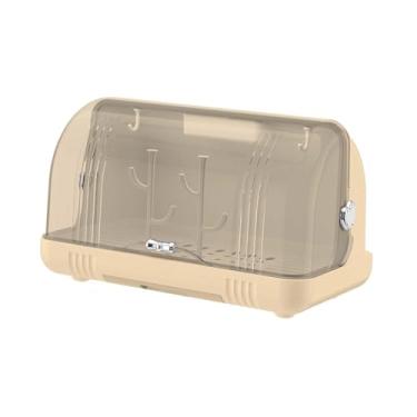Imagem de WeiLaiKeQi Suporte para secar mamadeiras, caixa de armazenamento de utensílios de mesa com base para drenagem de água, suporte prático para copos, xícaras de chá, Cor Creme