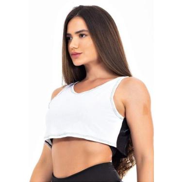 Imagem de Blusa Feminina Alcinha Branca Com Tela Preta - RACY, BRANCO/PRETO, P