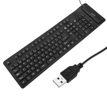 Imagem de Teclado Dobravel Emborrachado Resistente Agua USB PRETO - Foldable
