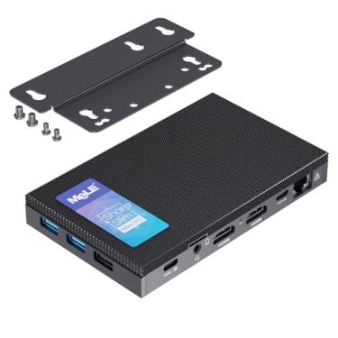 Imagem de MeLE Quieter4C Fanless Mini PC N150 (até 3,6GHz) 8GB LPDDR5 128GB eMMC, suporta 2X HDMI + USB-C Triple Display WiFi 5 BT 5.1 GbE, Computador Pequeno Ultrafino em Sinalização Digital, MES, WMS