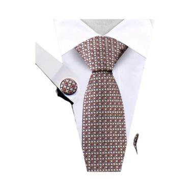 Imagem de Conjunto De Gravata E Lenço De Bolso Xadrez Vermelho E Preto Para Home