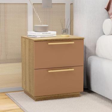 Imagem de Mesa de Cabeceira Cindy 2 Gavetas com Corrediças Telescópicas Nature/Terracota G98 - Gran Belo