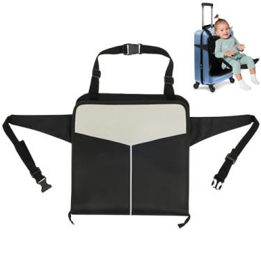 Imagem de Assento de bagagem dobrável portátil atualizado com cinto de segurança, assento de mala infantil, viagem de aeroporto familiar fácil
