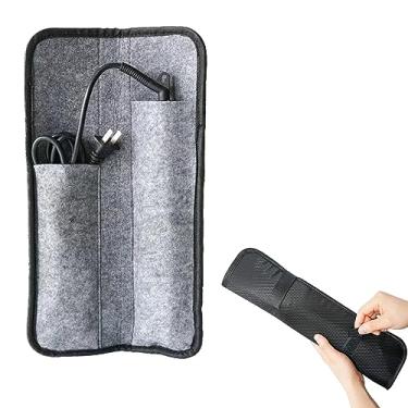 Imagem de ALHBEJT Estojo de viagem de ferro plano bolsa de feltro profissional tapete de feltro capa alisador de cabelo capa de alisador de cabelo capa de viagem modelador de cabelo varinha de cachos