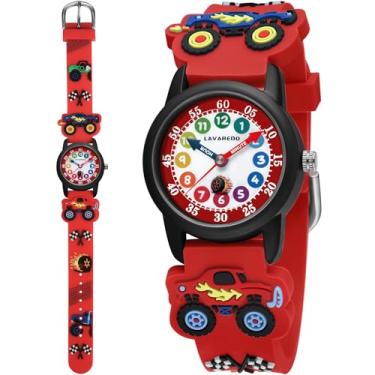 Imagem de VTAIGE Relógio infantil para meninos e meninas de 3 a 8 anos, Caminhão-A-vermelho, relógio infantil