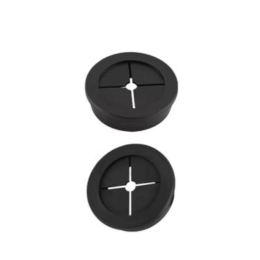 Imagem de 2 peças de 3,8 cm preto para mesa de mesa com ilhós de mesa flexíveis de borracha para cabos de mesa de casa e escritório