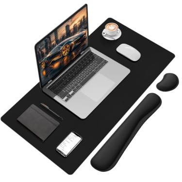 Imagem de FreeNook Mouse pad com suporte para descanso de pulso, descanso de pulso para teclado e conjunto de mouse pad, tapete de mesa para teclado e mouses, conjunto de tapete de computador antiderrapante