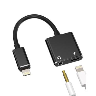 Imagem de Adaptador de carregador de fones de ouvido (2 em 1) Lightning para conector de 3,5 mm, acessórios auxiliares para dongle de carro, cabo auxiliar de fone de ouvido para Apple para iPhone 14 13 12 11