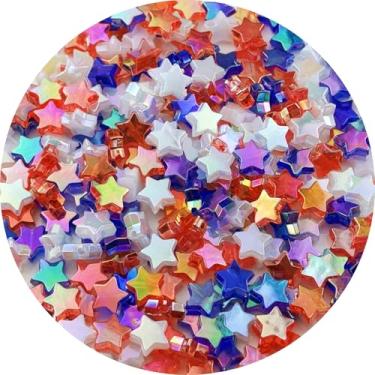 Imagem de 450 peças de contas acrílicas em forma de estrela AB Colors contas espaçadoras de pônei soltas com orifício para fazer joias, colar, brinco, chaveiros, projetos DIY (série mista/branca/azul)
