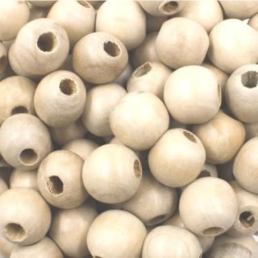Imagem de Bola/Miçanga de Madeira 18mm para Artesanatos 250g e 500g (500g - Bege Claro)