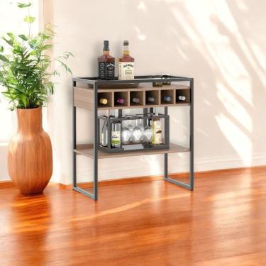 Imagem de Aparador Adega Bar Montana com Prateleira e Nichos para Vinhos - Pleno