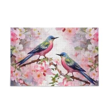 Imagem de WELLDAY Quebra-cabeça pássaros flores 500 peças grande jogo de arte para adultos adolescentes