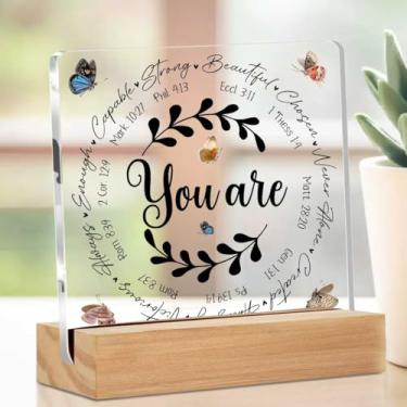 Imagem de Presentes cristãos para mulheres, placa acrílica espiritual inspiradora, presentes religiosos para mulheres, placa decorativa de mesa transparente com suporte, quarto, sala de estar, mesa de casa