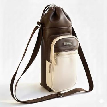 Imagem de Bolsa Térmica (MARROM COM MARFIM) GALANTE para Garrafa de 1,5 LITROS ml em Couro Sintético - Coleção Cores VERÃO 2026