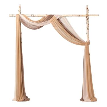 Imagem de Ling's Moment Tecido drapeado para arco de casamento, 3 painéis, tecido chiffon de 20 m, tecido drapeado transparente para arranjo de casamento, cerimônia, recepção, pano de fundo, decoração de casa