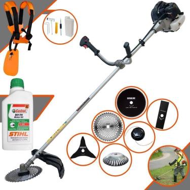 Imagem de Roçadeira Cg430b Anmax + óleo Stihl C/ 6 Opções De Cortes